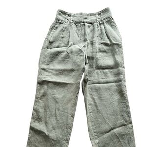 Massimo Dutti High Sage Green Linen Pants • 4/6